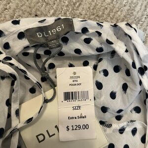 DL1961 White tank top with Navy Polka Dots